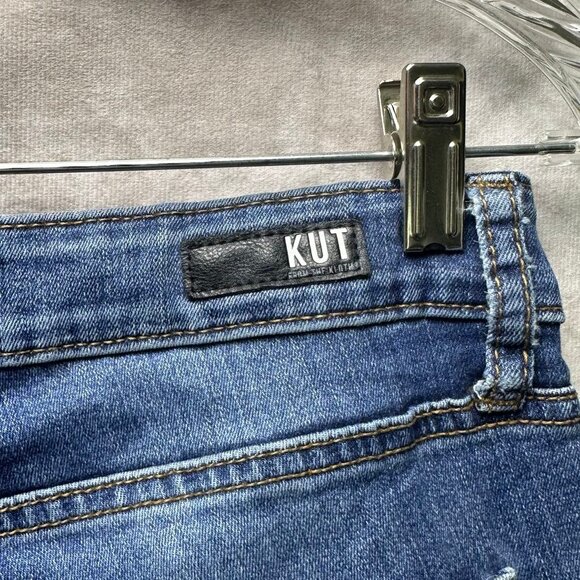 Kut From The Kloth Blue Raw Hem Skinny Jeans | Size 6 Mid-Rise Stretch Denim - Picture 8 of 11